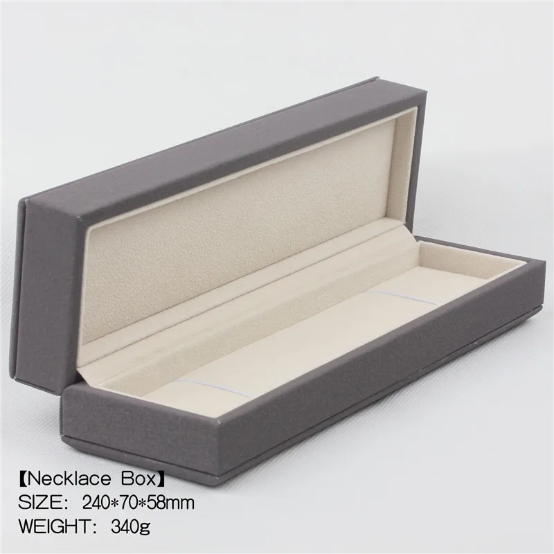 Grey necklace box Коробки бежевого, коричневого и небесно-голубого цвета с бархатной подкладкой высокого качества - Цвет: Grey necklace box