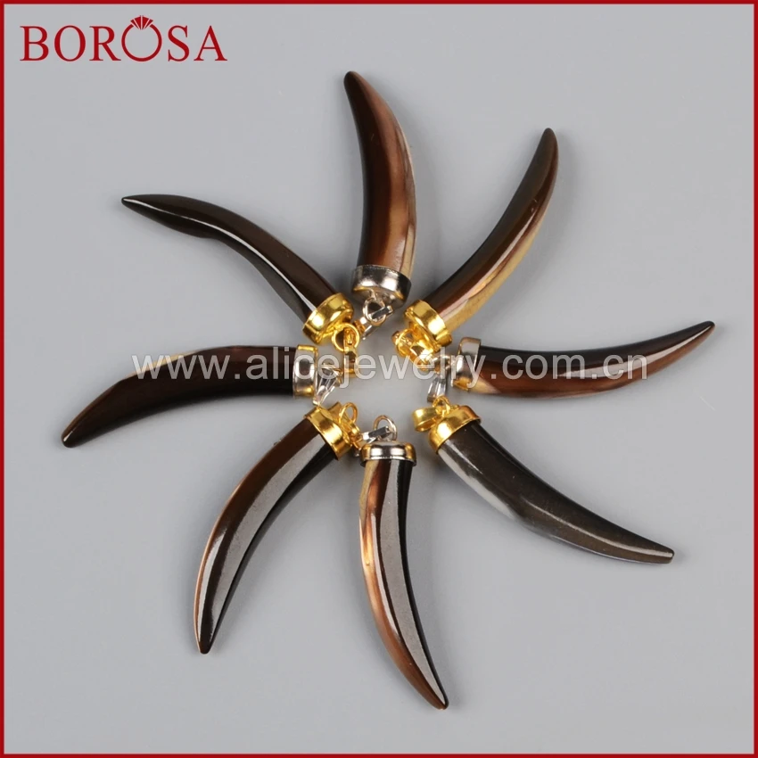 BOROSA 10 шт. Золотая или Серебряная шапка натуральный коричневый корпус собачья