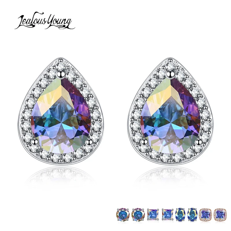Модные Разноцветные серьги с каплями воды цирконием кубической огранки