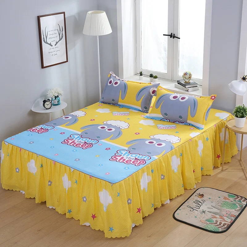 Bed Skirt-7 Домашний текстиль покрывало на кровать в европейском стиле покрывало из полиэстера и хлопка постельное белье с цветными цветами 150x200 см Размер королевы - Цвет: Bed Skirt-7
