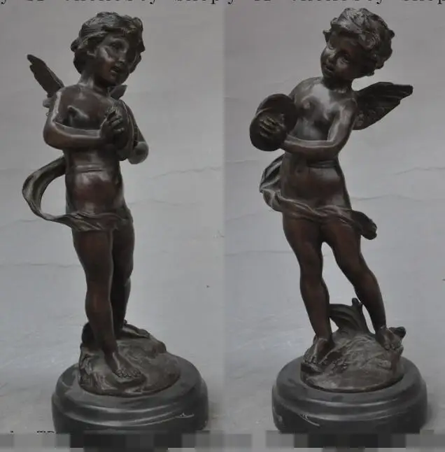 S6454 11 &quotWestern Art Бронза Обнаженной Мужской бог Амур ангел любви Бога статуя