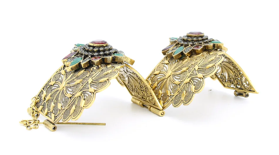 Винтажный Индийский женский браслет на руку с волнистыми краями большой размер