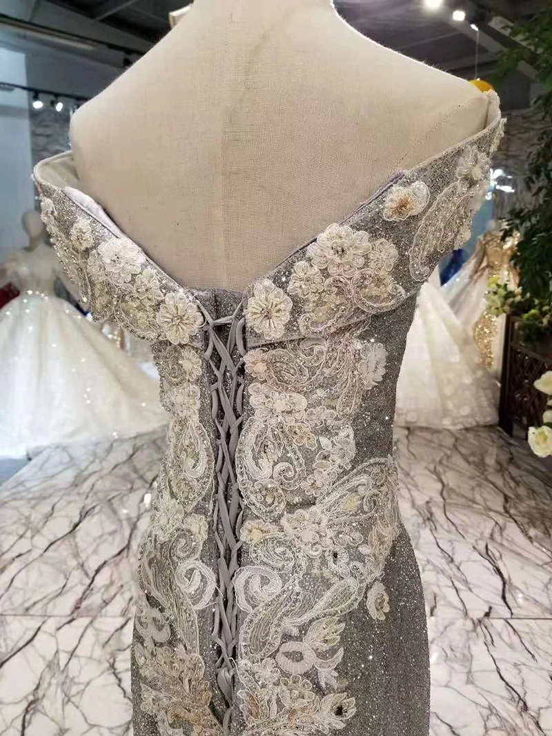 Длинное вечернее платье-Русалка с открытыми плечами 2020 | Свадьбы и торжества