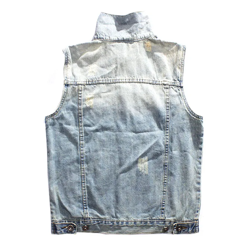 Летняя светильник-голубая винтажная джинсовая жилетка мужские куртки без
