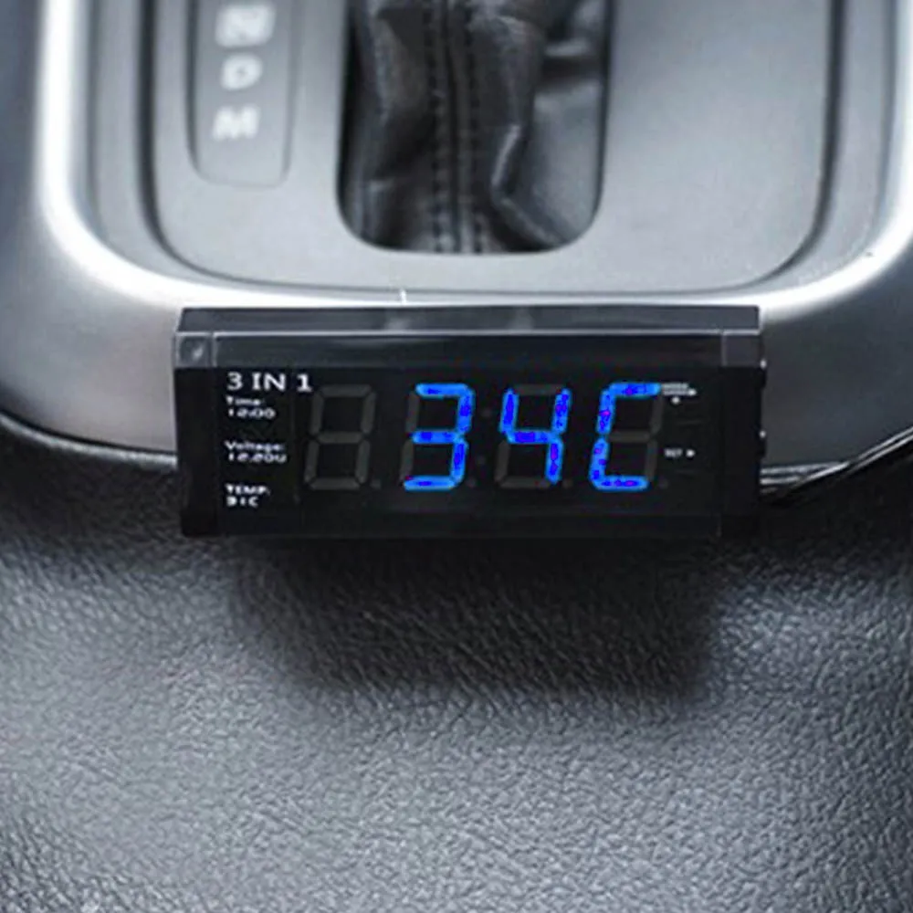 3 в 1 электронные часы для автомобиля Автомобильный термометр Вольтметр