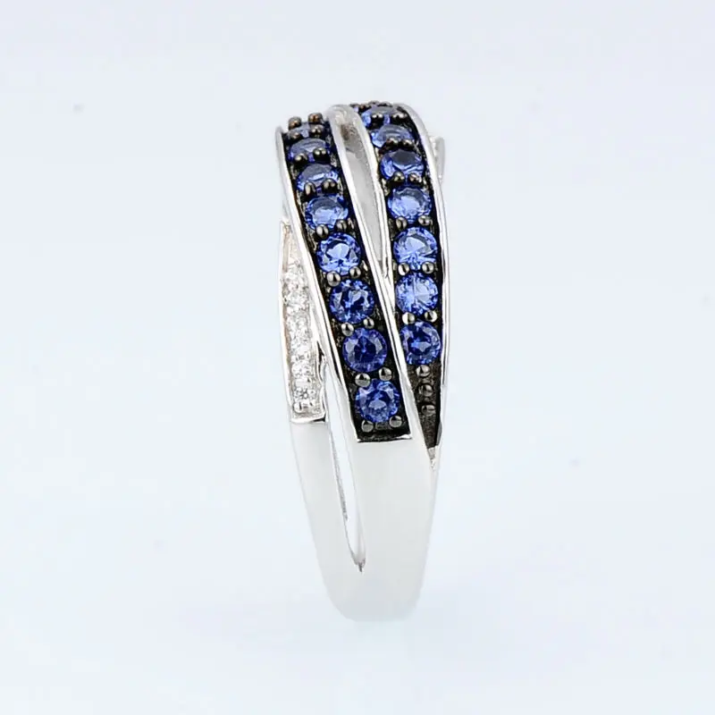 SANTUZZA, серебряное кольцо для женщин, 925 пробы, серебряное, шикарное, Женское кольцо, синий нано кубический цирконий, Гламурное кольцо, модное ювелирное изделие