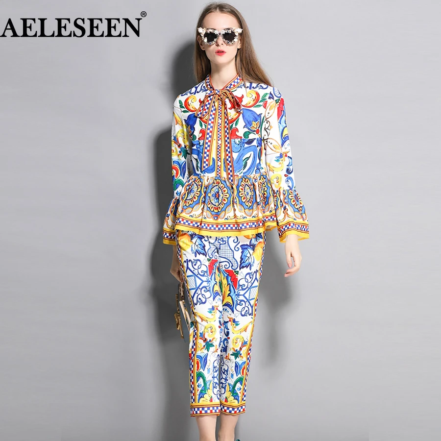 AELESEEN/Модный комплект из 2 предметов для подиума новинка 2019 года двух с фарфоровым