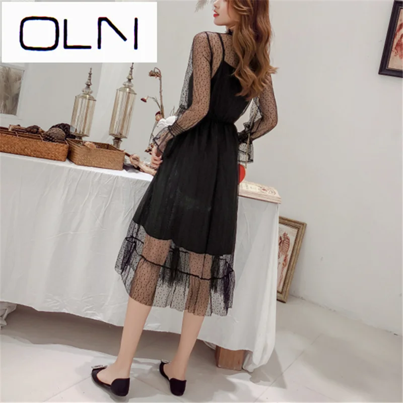 Летнее платье в Корейском стиле Vestidos OLN + слинг Корейская версия комплект из 2