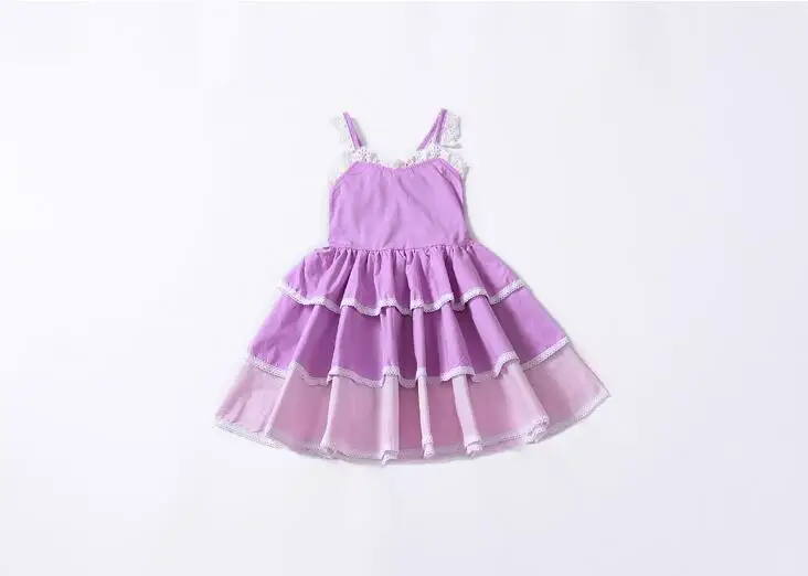 2018 Children Girls Cotton Purple Ruffles Sling Dress Princess Baby Cute Summer Cake Dresses 5 Pieces/lot Wholesale | Детская одежда и