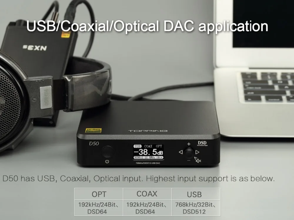Топпинг D50 ES9038Q2M* 2 чип DSD512 USB DAC XMOS XU208 32 бит/768 кГц декодер