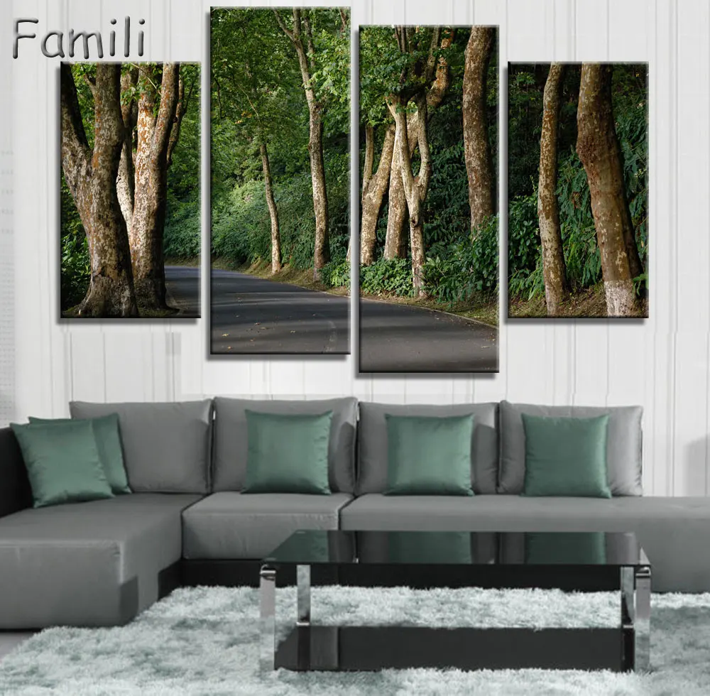 

Modular Pictures Wall Art Poster Frame Home Decor For Living Room 4 Pieces Highway Painting Canvas Print UnFramed