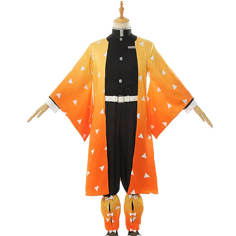 Аниме Kimetsu без Yaiba Костюмы для косплея Zenitsu Agatsuma карнавальный костюм Костюм