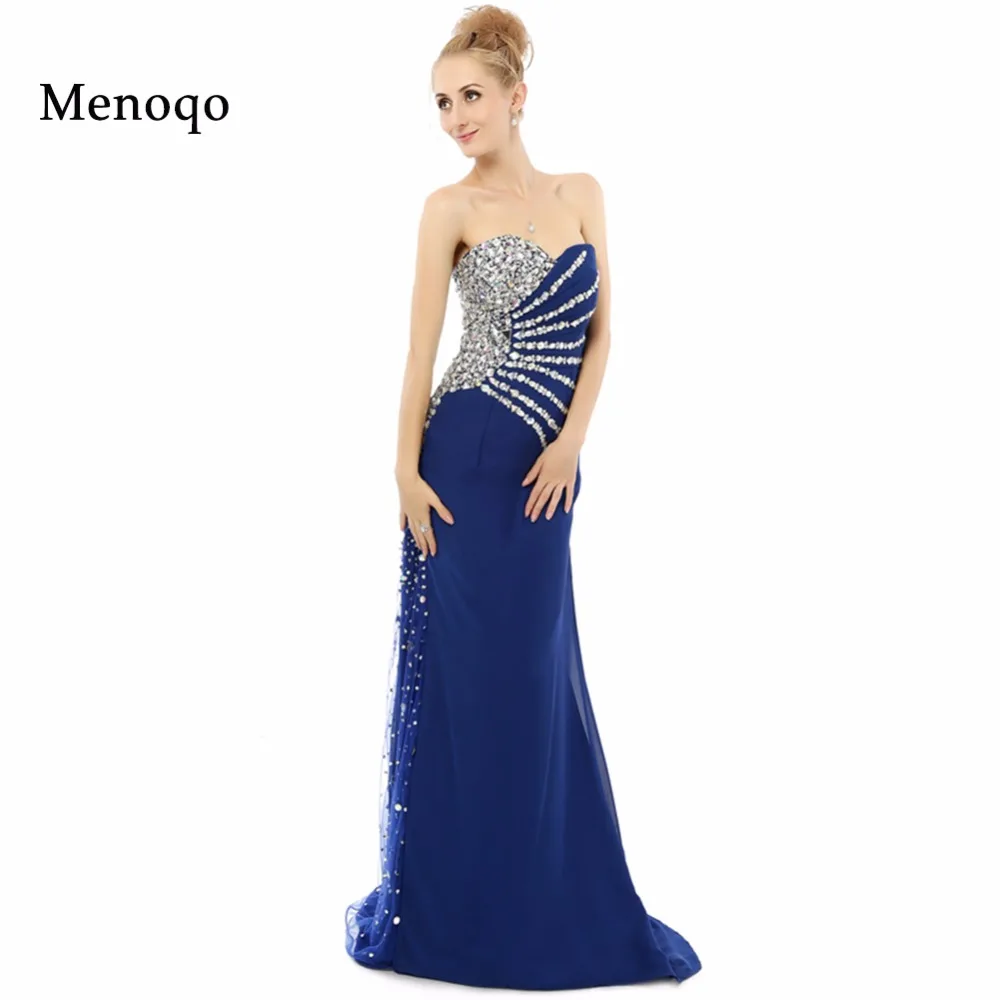 7116W Abendkleid 2019 Новая мода реальный образец милой русалки Королевский синий длинное