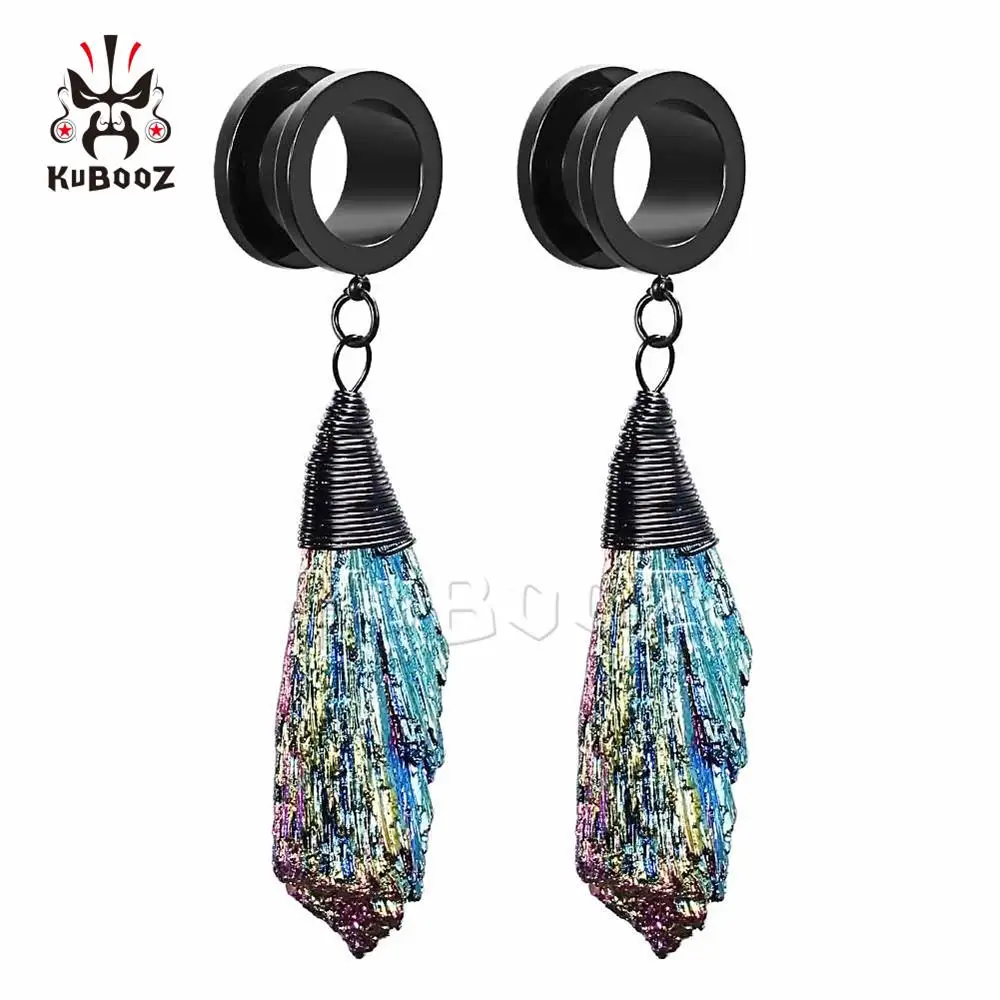 Style 2 KUBOOZ винт болтаются беруши пирсинг туннели Мода тела ювелирные изделия сталь Кристальные серьги-подвески серьги датчики расширитель для женщин подарок - Окраска металла: Style 2