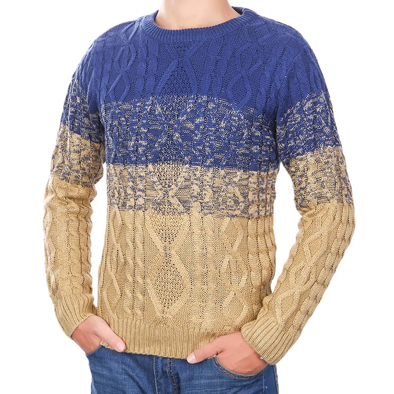 

Men's new sweater color knit sweater fashion loose neck men's long sleeve knitted men's sweater