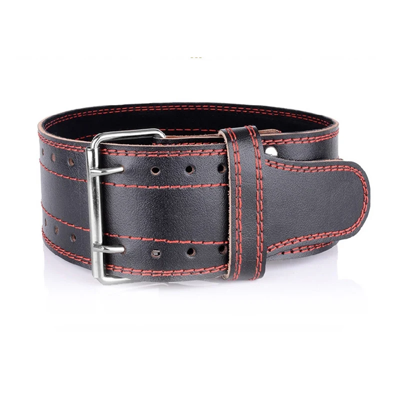Black and Red Пояс для тяжелой атлетики из воловьей кожи для тренажерного зала, фитнеса, тяжелой атлетики, поддержки спины, силовой тренировки, оборудование - Цвет: Black and Red