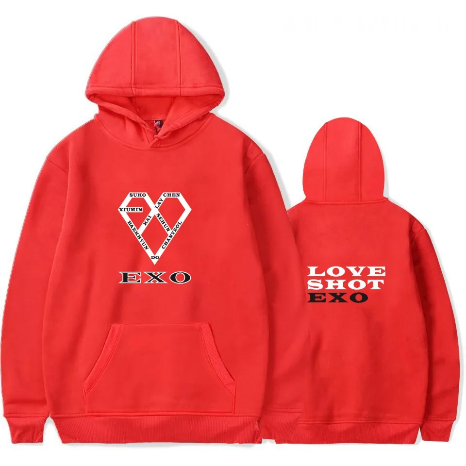 Розовые милые женские толстовки EXO Kpop осенняя Повседневная Уличная одежда в
