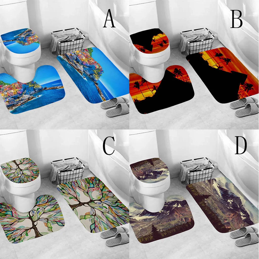 3 шт. чехол для унитаза сделай сам нескользящий рыбья чешуя коврик ванной