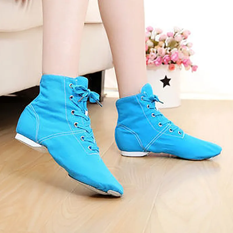 

Black Blue Red Canvas Light-Weight Boot Fitness Jazz Yoga Ballet Jazz Dance Shoes For Girls Jazz Shoes Women Kids