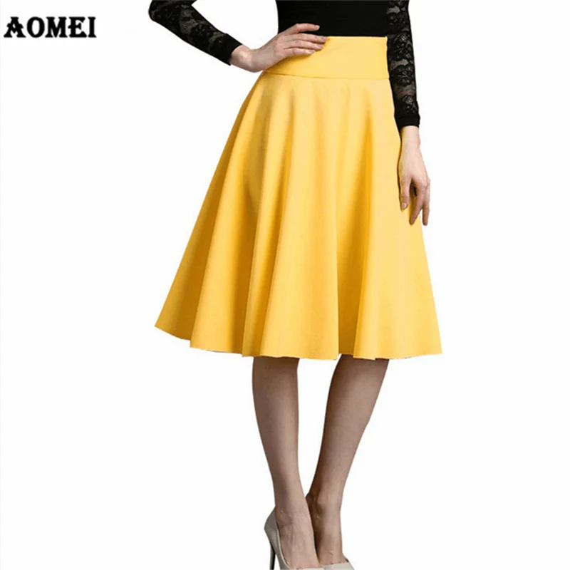 Женские 2021 модное платье до колен юбка в складку желтого цвета с высокой талией