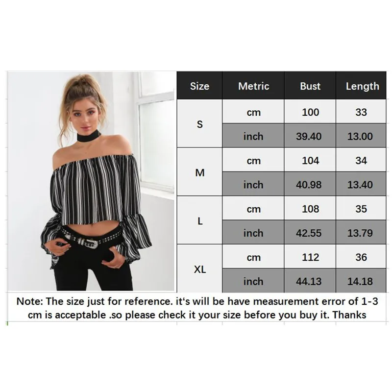 2018 черно-белые полосатые блузы рубашки для женщин элегантные с открытыми плечами