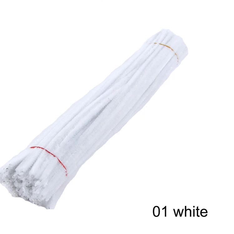 01 white 50 шт. 30 см Красочные Синели стебли трубы Очистители детские развивающие игрушки ручной работы Рождество День рождения Декор DIY ремесло поставки - Цвет: 01 white