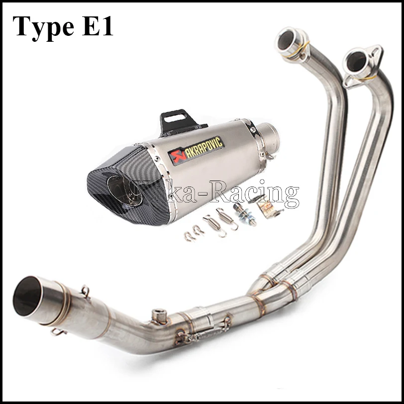 Type E1 MT-03 MT03 мотоцикл Akrapovic глушитель выхлопной трубы полная система скольжения Передняя средняя труба для Yamaha R3 YZF R25 - Цвет: Type E1