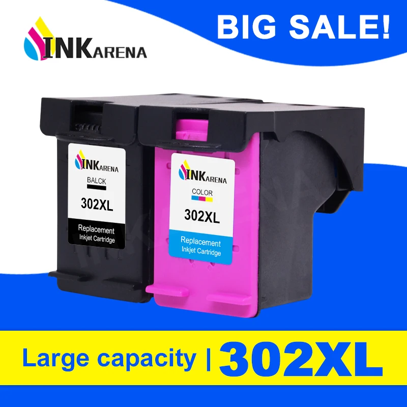 

INKARENA 302XL Remanufactured Ink Cartridge Replacement for HP 302 For HP302 XL Deskjet 1110 1111 1112 2130 2131 3630 Printer