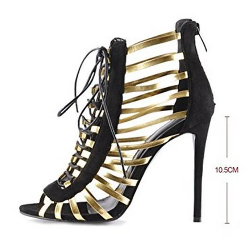 2018 Модные женские сандалии на высоком каблуке с застежкой-молнией и кружевом