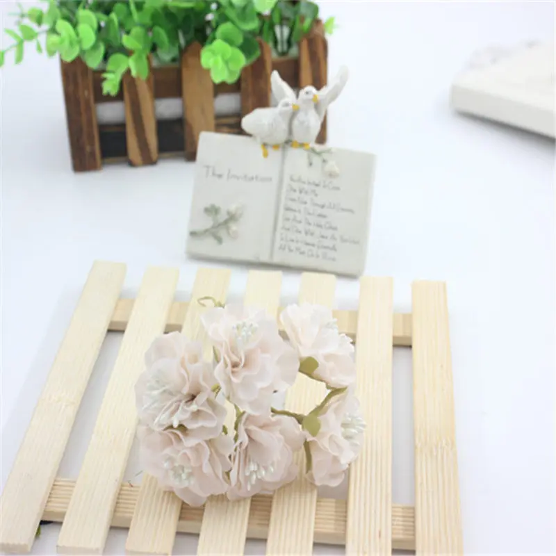 6 шт. 3 см шелковые цветы Увядшие листья цветочный венок аксессуары ручные