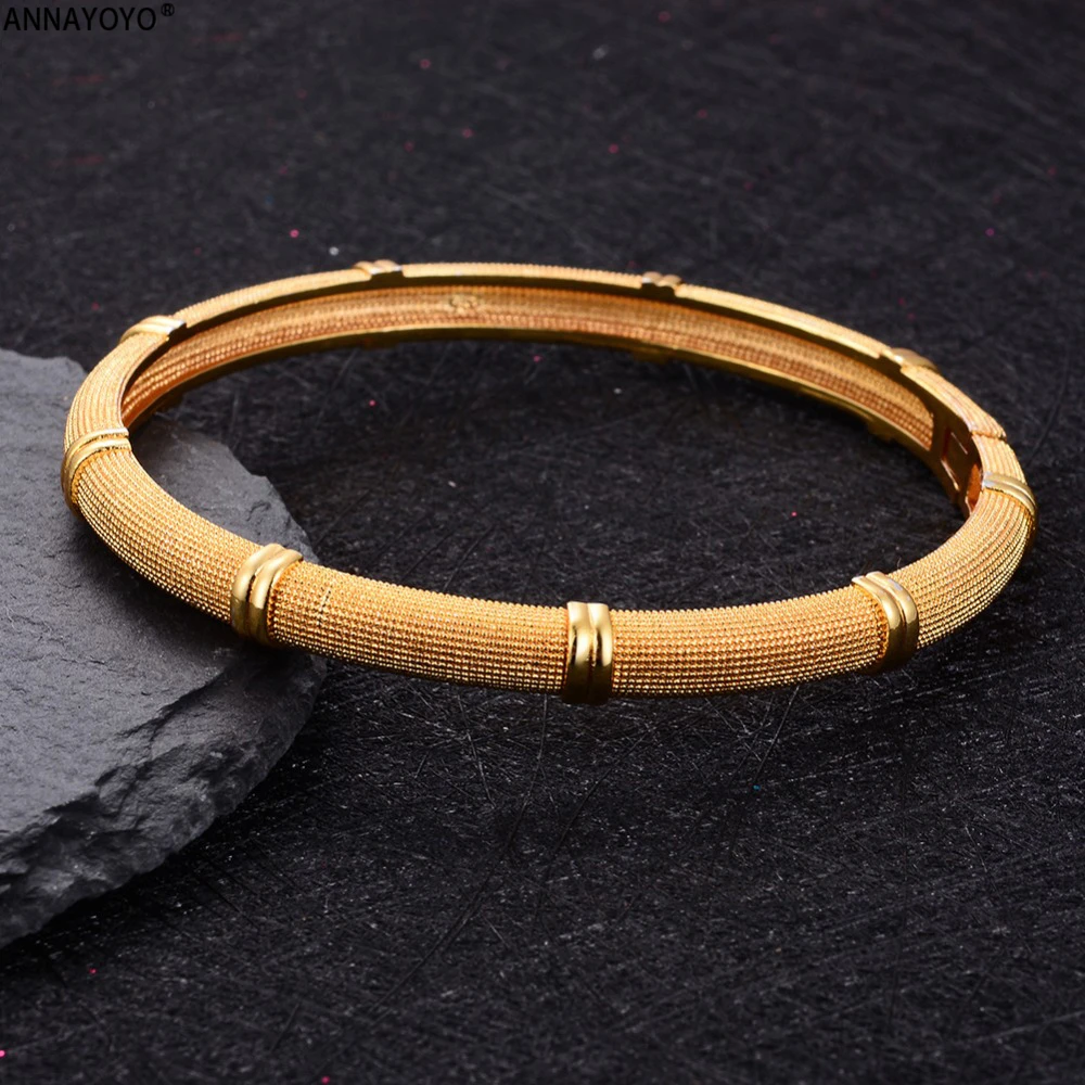 Annayoyo 1 шт. узор средний восток браслет для женщин Men18k золотой цвет браслет в дубайском стиле Африканский/арабский/Эфиопский ювелирный подарок B15