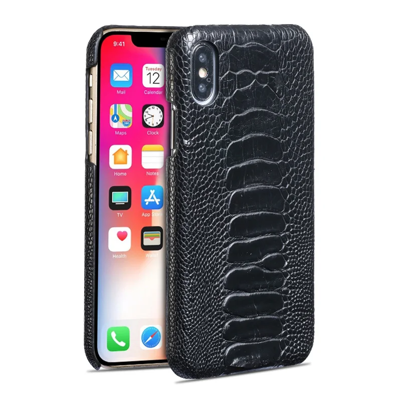 100% натуральная страусиная кожа чехол для телефона iPhone X 11 Pro Max 12 Mini XR XS MAX 7 8 Plus 6s 6 5 SE