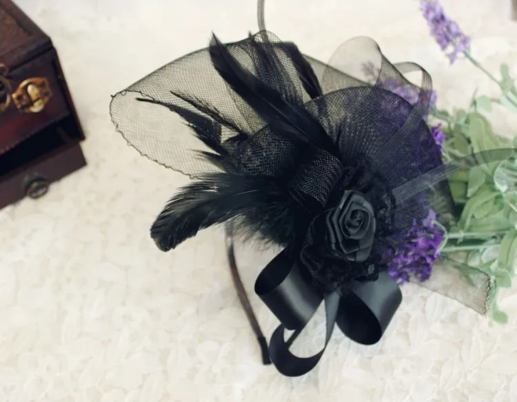 Ретро благородство черная невеста Вуалетка шляпа свадебный банкет головной убор