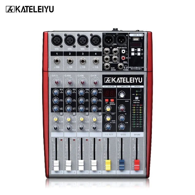 Профессиональный диджейский миксер W6000T4 (4 моно + 2 стерео) 16 DSP USB миксер|mixer mixer|mixer professionalmixer dj |