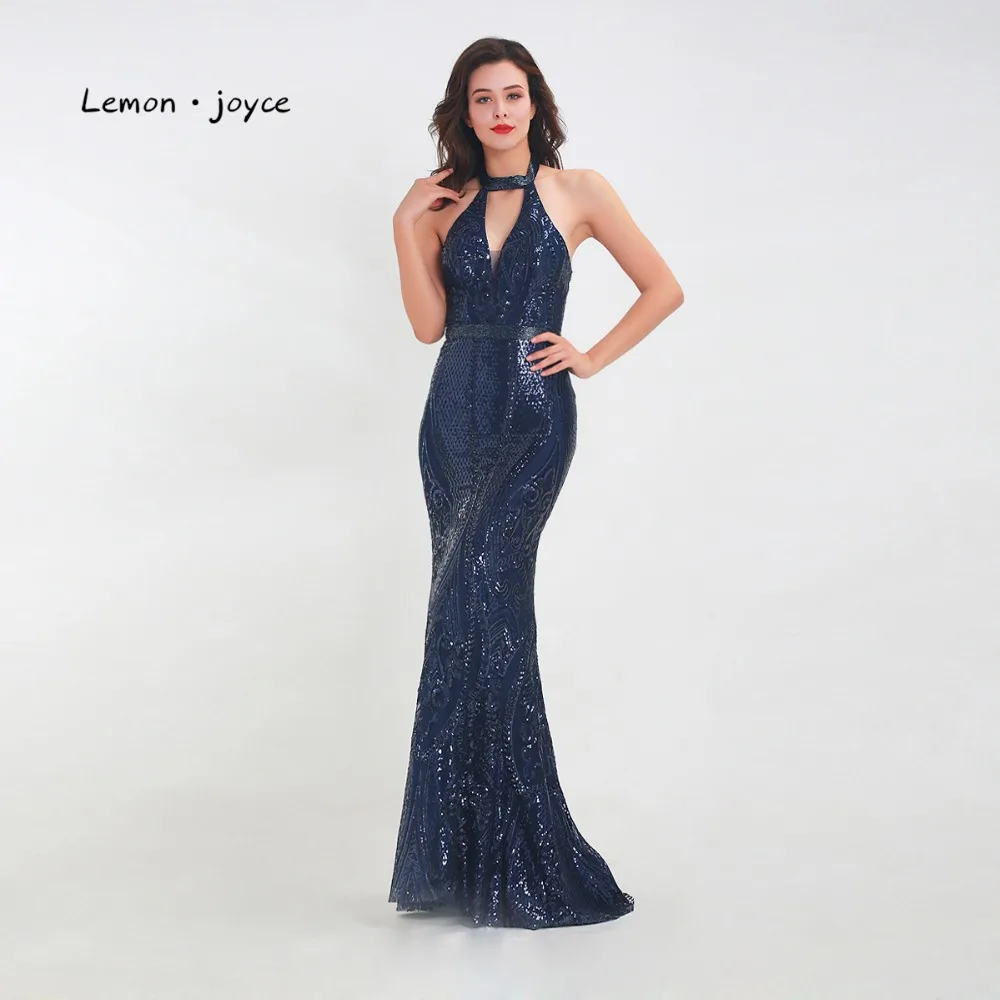 Женское вечернее платье-Русалка Lemon joyce темно-синие вечерние платья с открытой