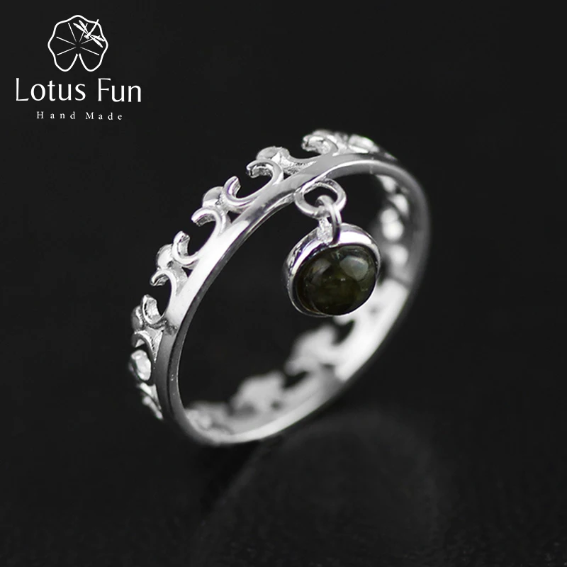 Женское кольцо с короной Lotus Fun дизайнерское Винтажное натуральным камнем