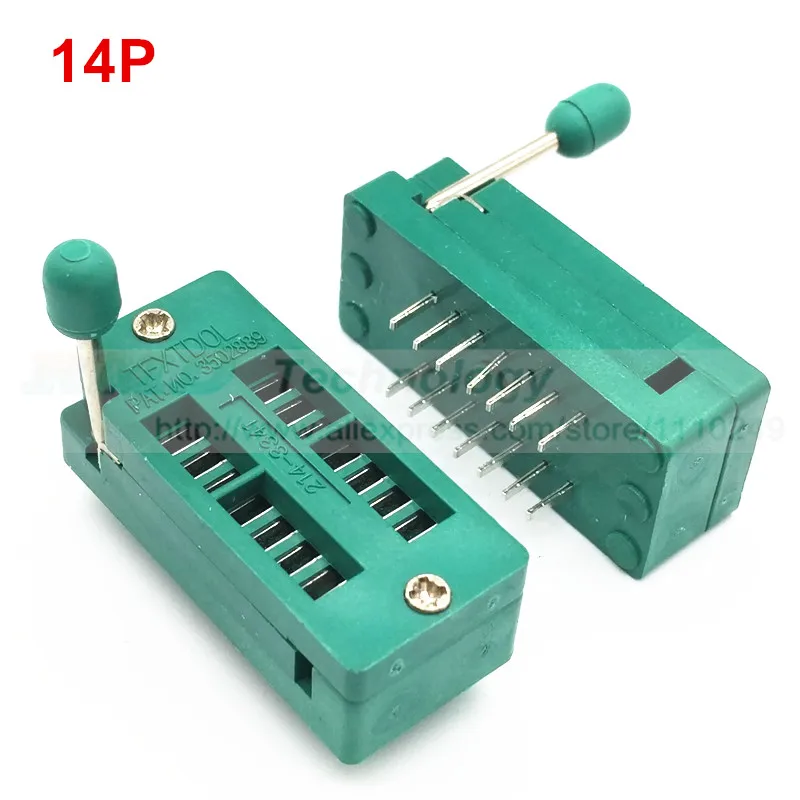 2 шт./партия 14 16 18 20 24 28 32 40 P Pin 2,54 мм Зеленый DIP Универсальный ZIF IC Разъем тест Тип припоя - Цвет: 14P
