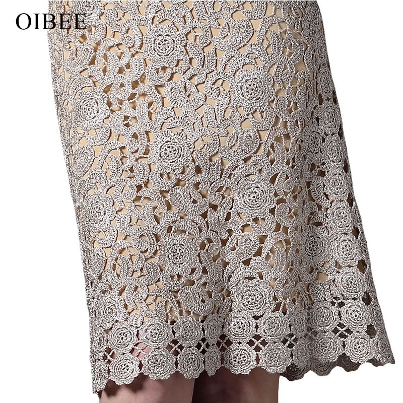 OIBEE2019 кружевное вышитое с длинным рукавом весеннее и летнее абрикосовое и черное сексуальное Платье До Колена