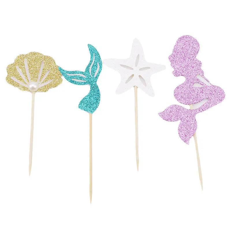Creative New 24Pcs Mermaid Ocean Cupcake Toppers Wedding Kid Birthday Party Cake Decorations Year Supplies | Дом и сад
