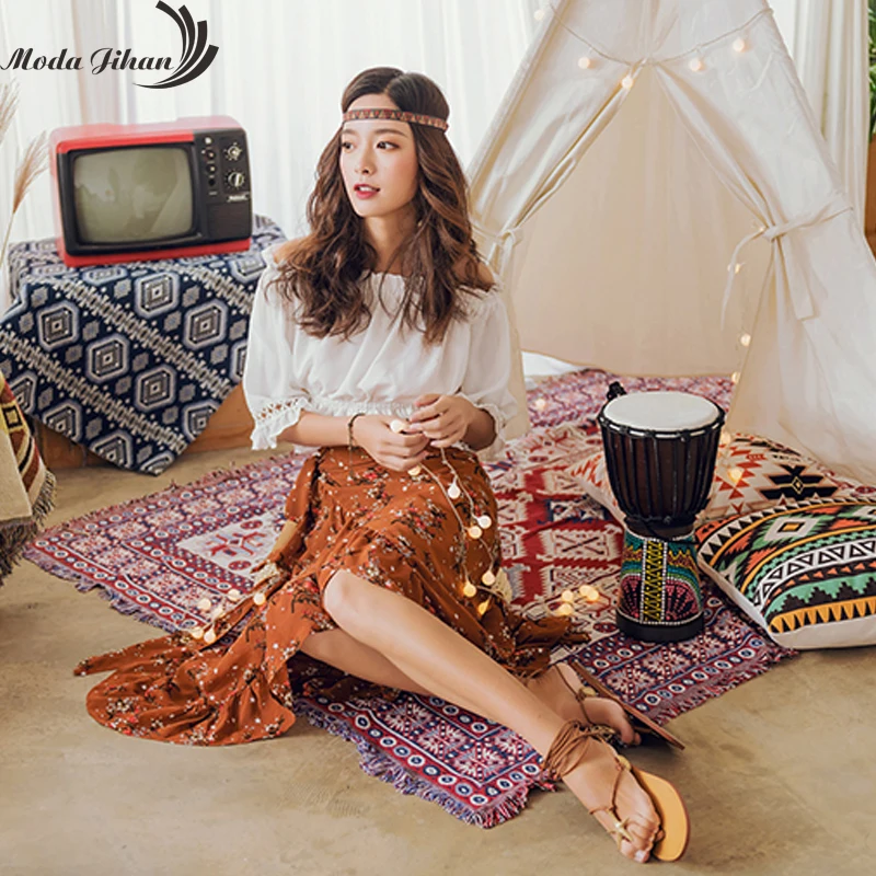 Женская длинная шифоновая юбка Moda Jihan летняя пляжная с асимметричным подолом и