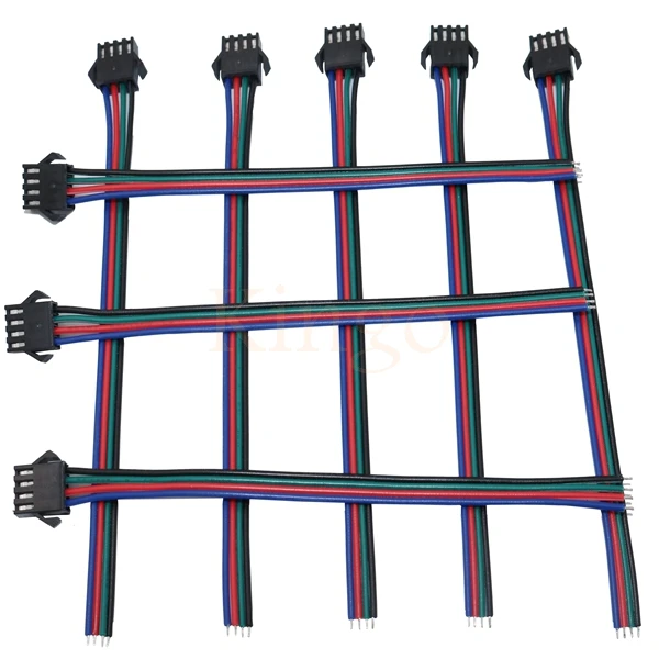 10 пар 4 PIN RGB Разъем кабель адаптер с 15 см провод для 3528 5050 SMD светодиодные ленты