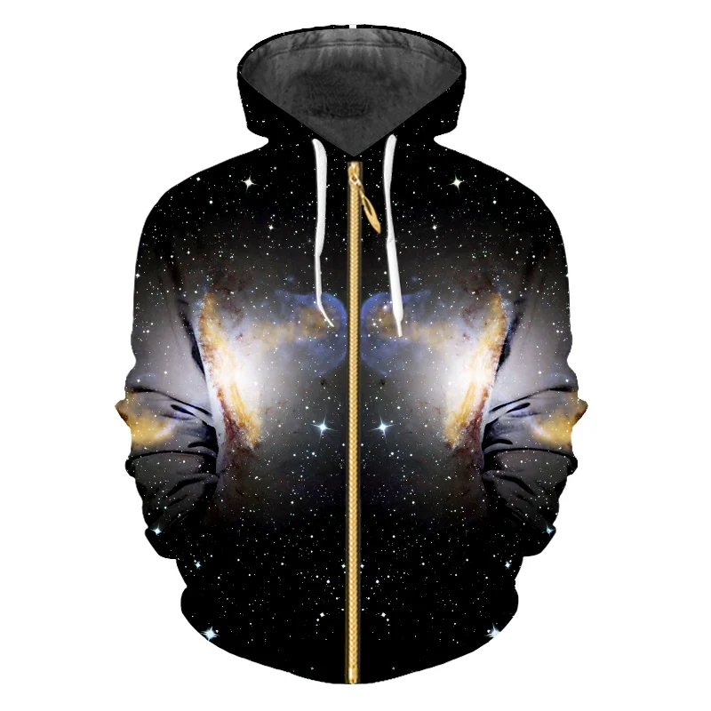 OGKB Space Star 3d толстовки на молнии с принтом Толстовка Черная Новинка Harajuku для