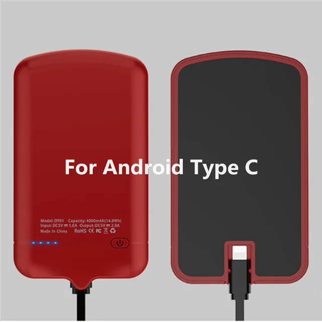 Red For Type c KQJYS портативное зарядное устройство корпус запасной Мобильный блок питания 4000 мАч для iPhone samsung просо huawei Корпус Зарядного устройства - Цвет: Red For Type c