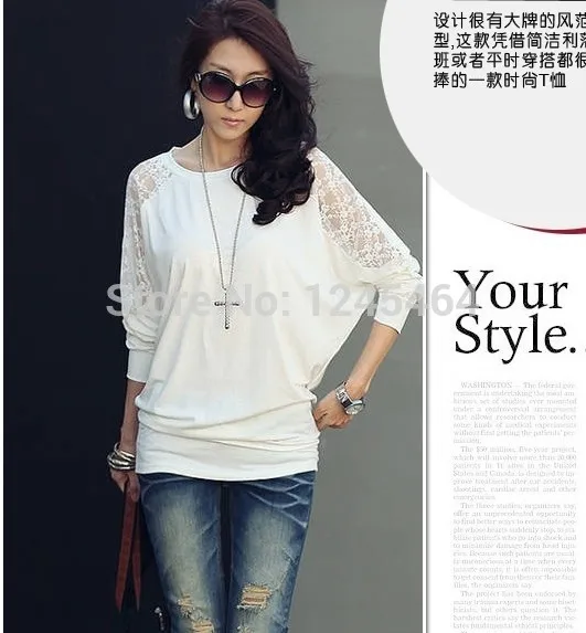 Большие размеры Бесплатная доставка летучая мышь длинный рукав свитер блузки 2014