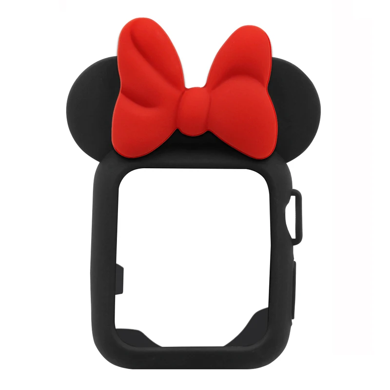 Black red 3 Милые Мультяшные силиконовые часы Чехол 5 4 44 мм для apple watch ремешок 40 мм браслет ремешок для iwatch 3 2 1 42/38 мм протектор аксессуар - Цвет ремешка: Black red 3
