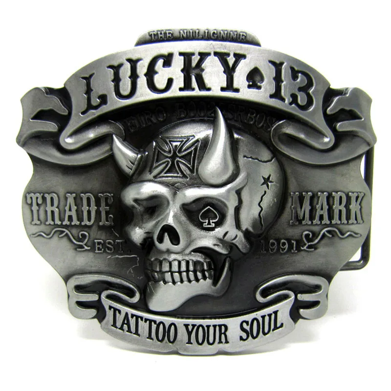 Новый дизайн пряжка для ремня Lucky 13 с черепом мужчин аксессуары джинсов