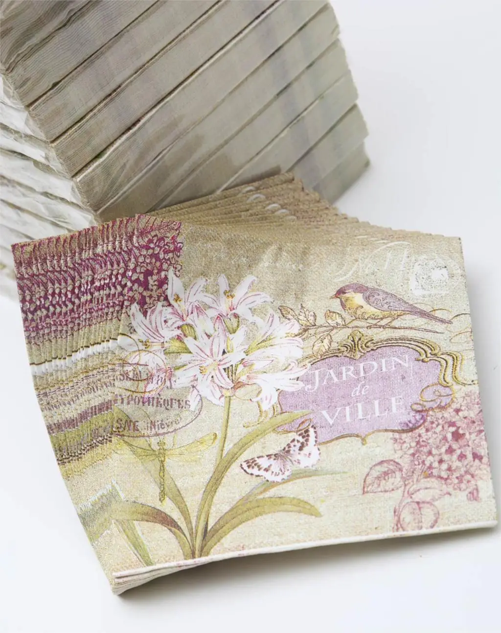 Коктейль бумажных салфеток 20 шт. 25*25 см 3 слойные фанерные винтажный фиолетовый