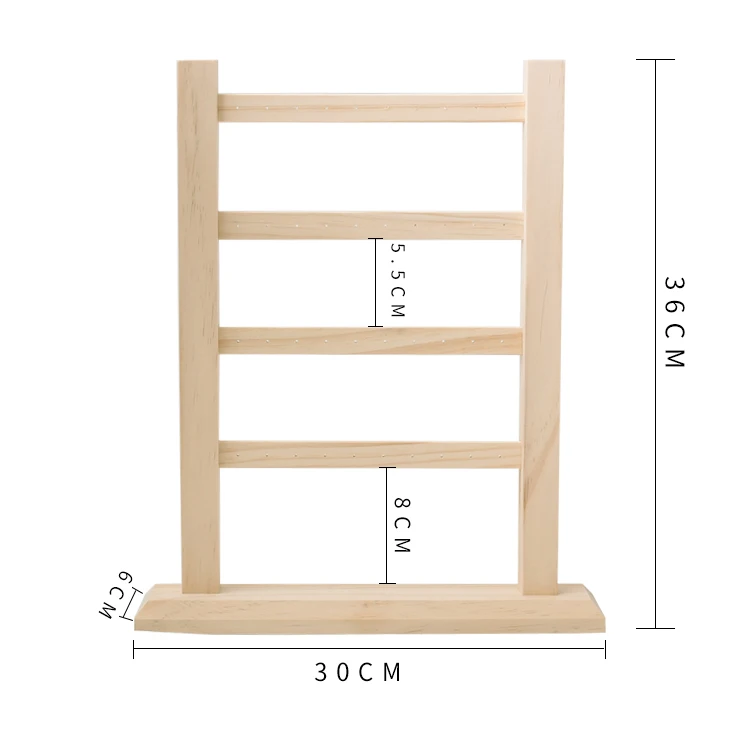 Solid Wood Earring Rack Four-layer Log Storage Holder Multi-layer Large Jewelry for Organizer Display | Украшения и аксессуары