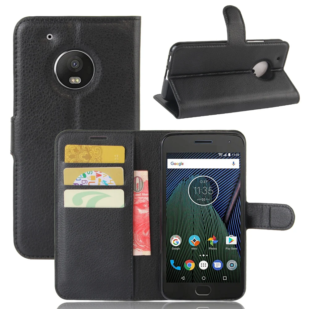 Флип чехол бумажник для мото G5 Роскошные cardslot кожаный MOTO крышка Бесплатная