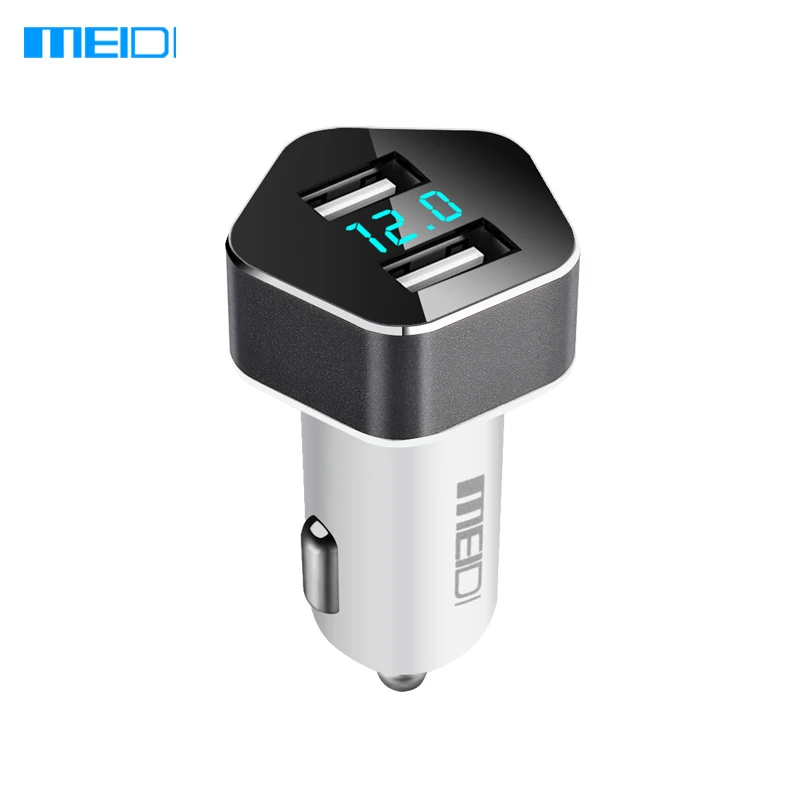 Серый Meidi автомобиля Зарядное устройство Dual USB Порты и разъёмы Smart LED Напряжение Дисплей автомобиля Авто-прикуриватели мобильный телефон Универсальный USB Автомобильное Зарядное устройство - Название цвета: Серый